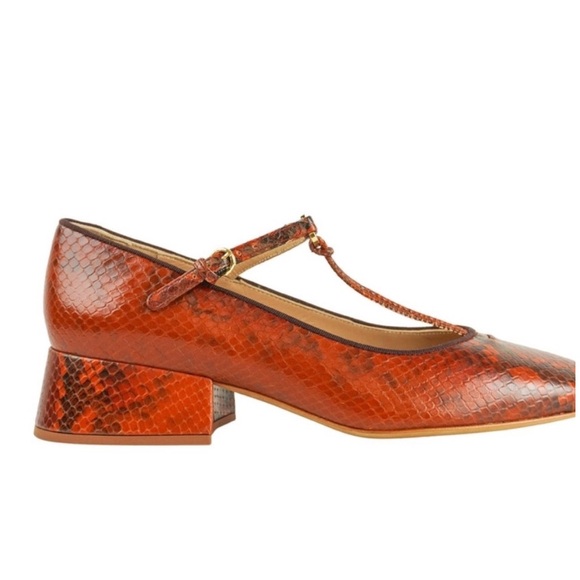 NWT Ulla Johnson Lucy Mary Jane Sunset Python Heels in rust/copper. Size 9 - Picture 2 of 9